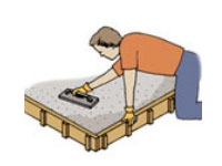Use a wooden float to smooth the concrete prior to finishing the surface
